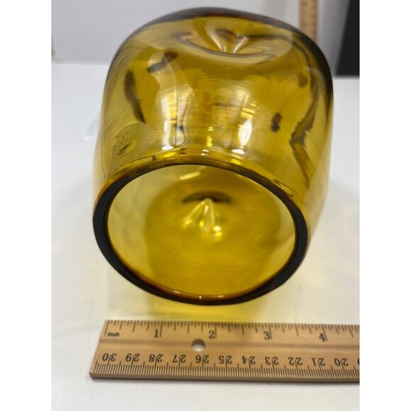 Amber Handblown Glass Vase With Unique Organic Design & Smooth Finish C79 - Picture 4 of 6